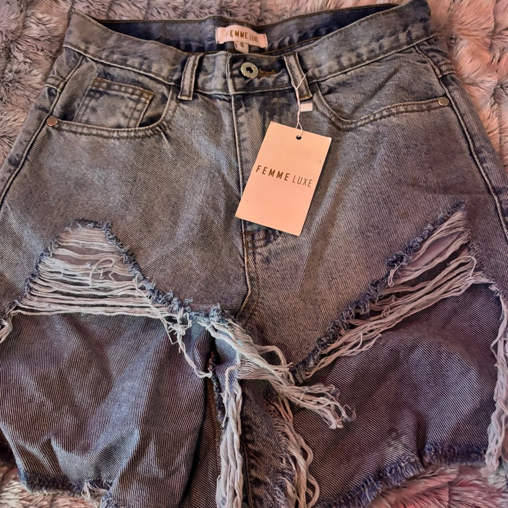 Femme Luxe Distressed Denim Shorts